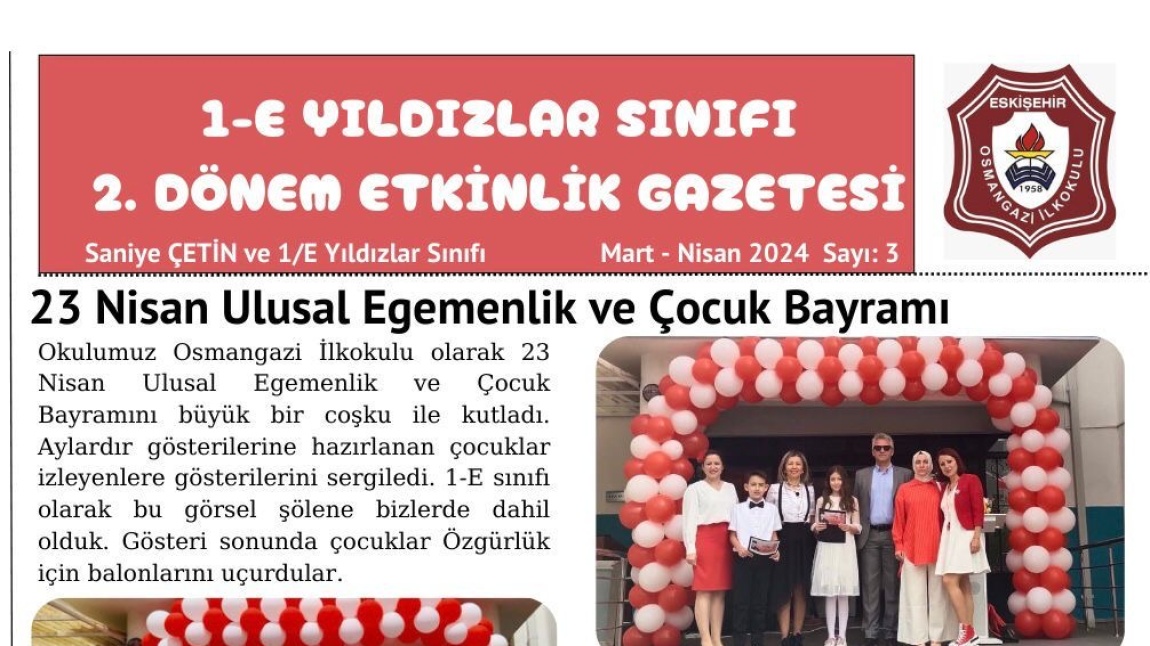 1E Yıldızlar Sınıfı Gazetesi Yeni Sayısı Çıktı!